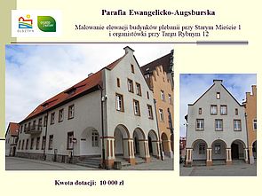 Dotacja na malowanie elewacji plabanii i organistówki Parafii Ewangelicko-Augsburskiej