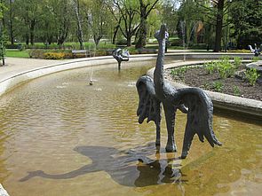 Fontanna z żeliwnymi ptakami, Park Podzamcze