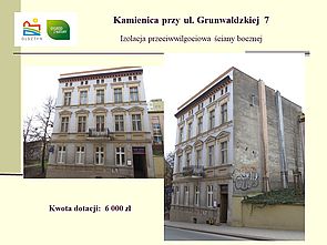 Dotacja na izolację ściany bocznej kamienicy przy ul. Grunwaldzkiej 7