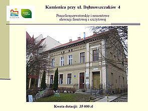 Dotacja na prace konserwatorskie elewacji frontowej i szczytowej kamienicy przy ul. Dąbrowszczaków 4 