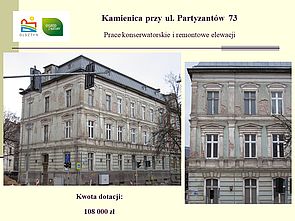 Dotacja na prace konserwatorskie elewacji kamienicy przy ul. Partyzantów 73